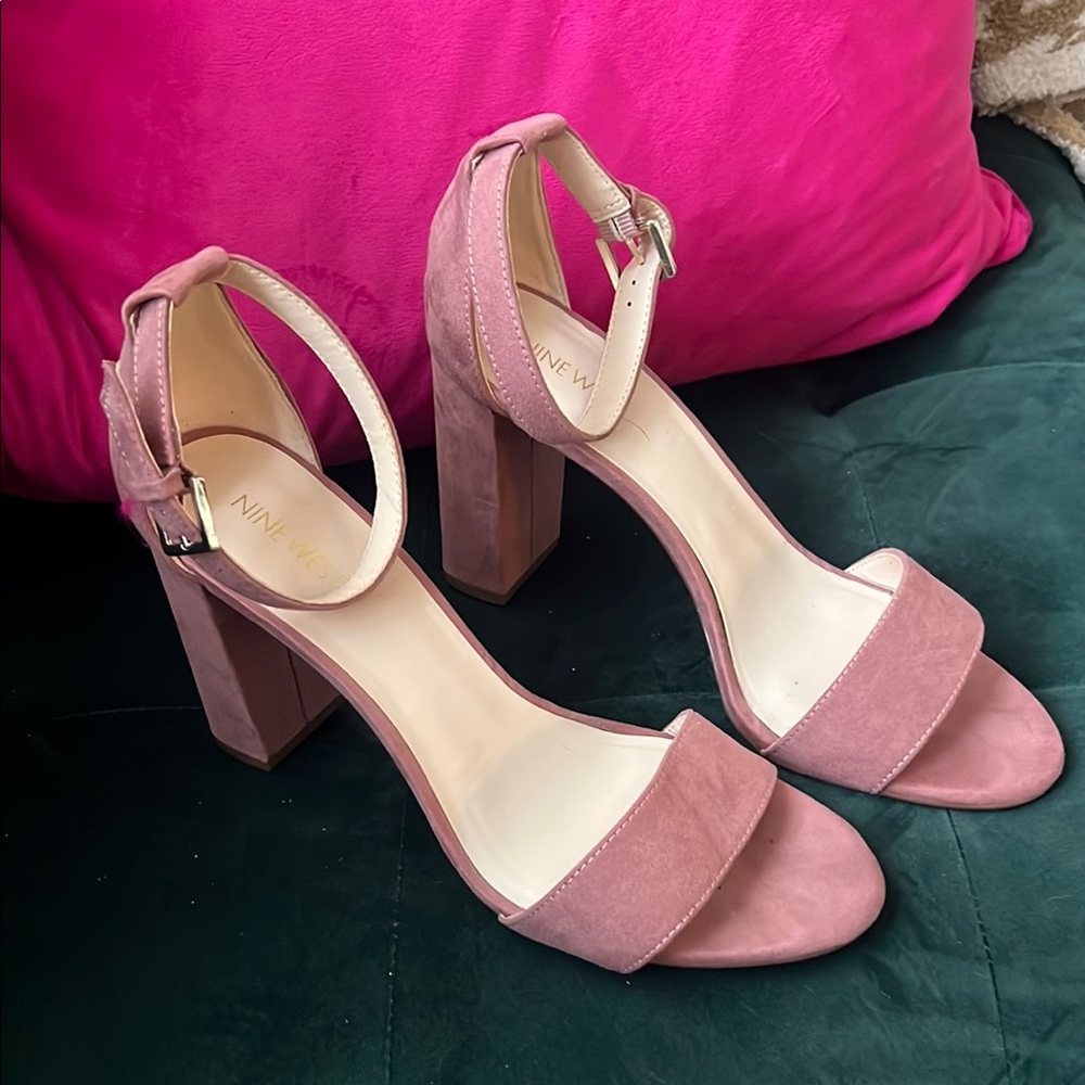 Nine West Pink Block Heel Sandals